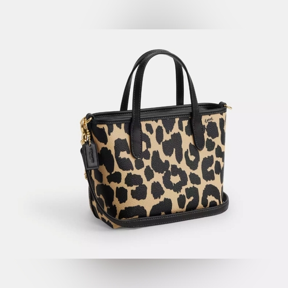 Coach City Mini Tote Bag With Leopard Print - Picture 8 of 9